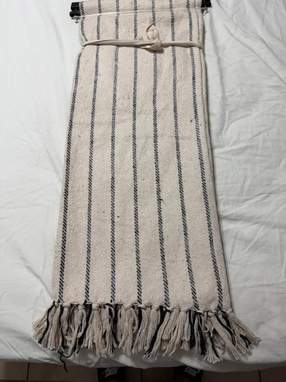 West Village Throw Blanket 50x60 Beige Black Striped Cotton Blend